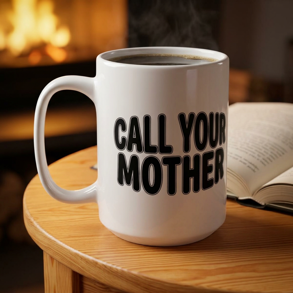 Call Your Mother mug | Bold black text ceramic mug, 11oz 15oz