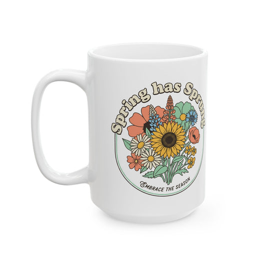 Spring Has Sprung Bouquet Ceramic - Retro Floral Coffee Mug (11oz oz/15oz)