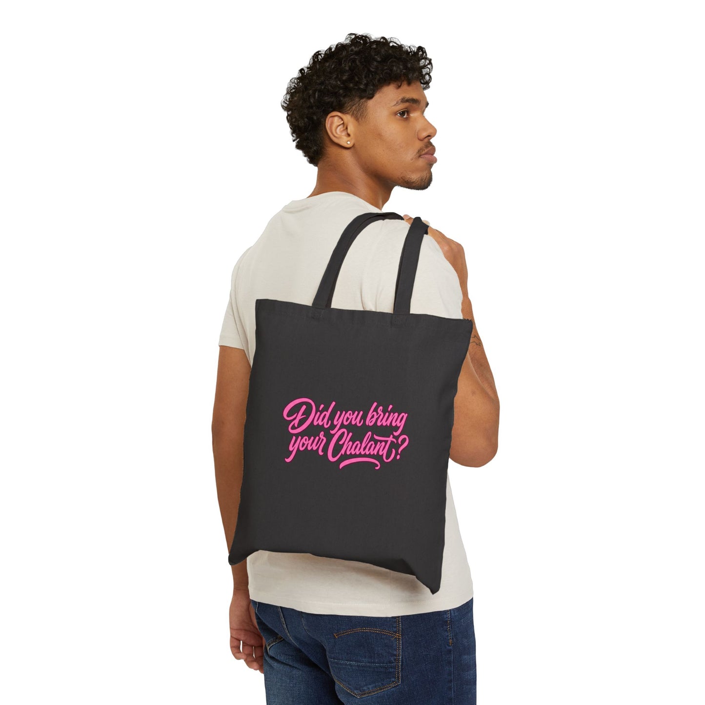 Did You Bring Your Chalant? Pink Script Cotton Canvas Tote Bag