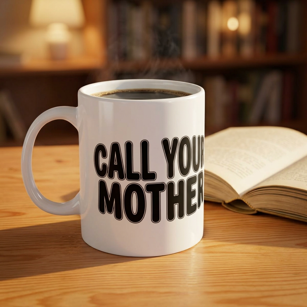 Call Your Mother mug | Bold black text ceramic mug, 11oz 15oz
