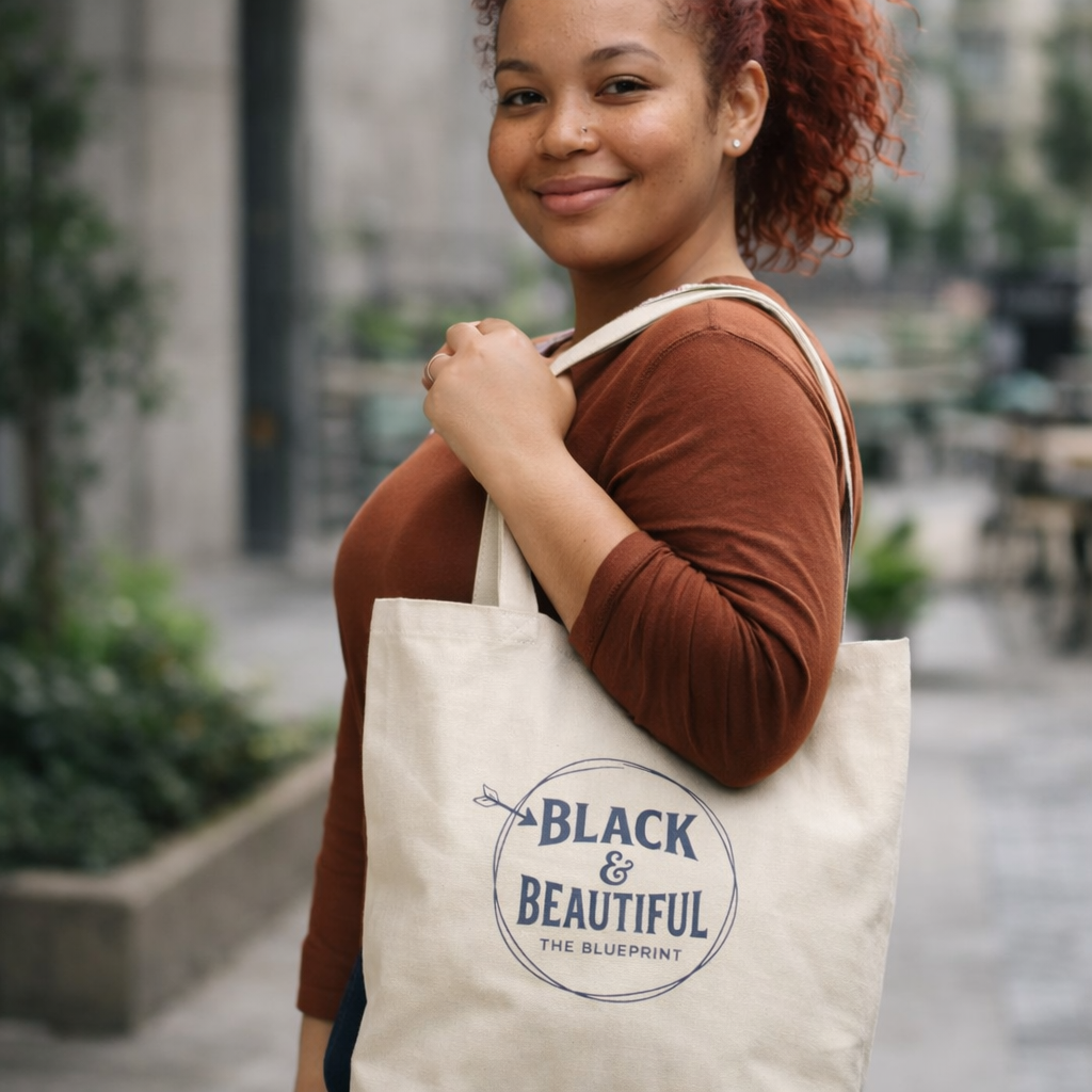 Black & Beautiful Tote Bag — Cotton Canvas Reusable Shopper