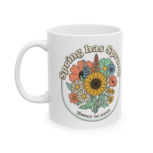Spring Has Sprung Bouquet Ceramic - Retro Floral Coffee Mug (11oz oz/15oz)